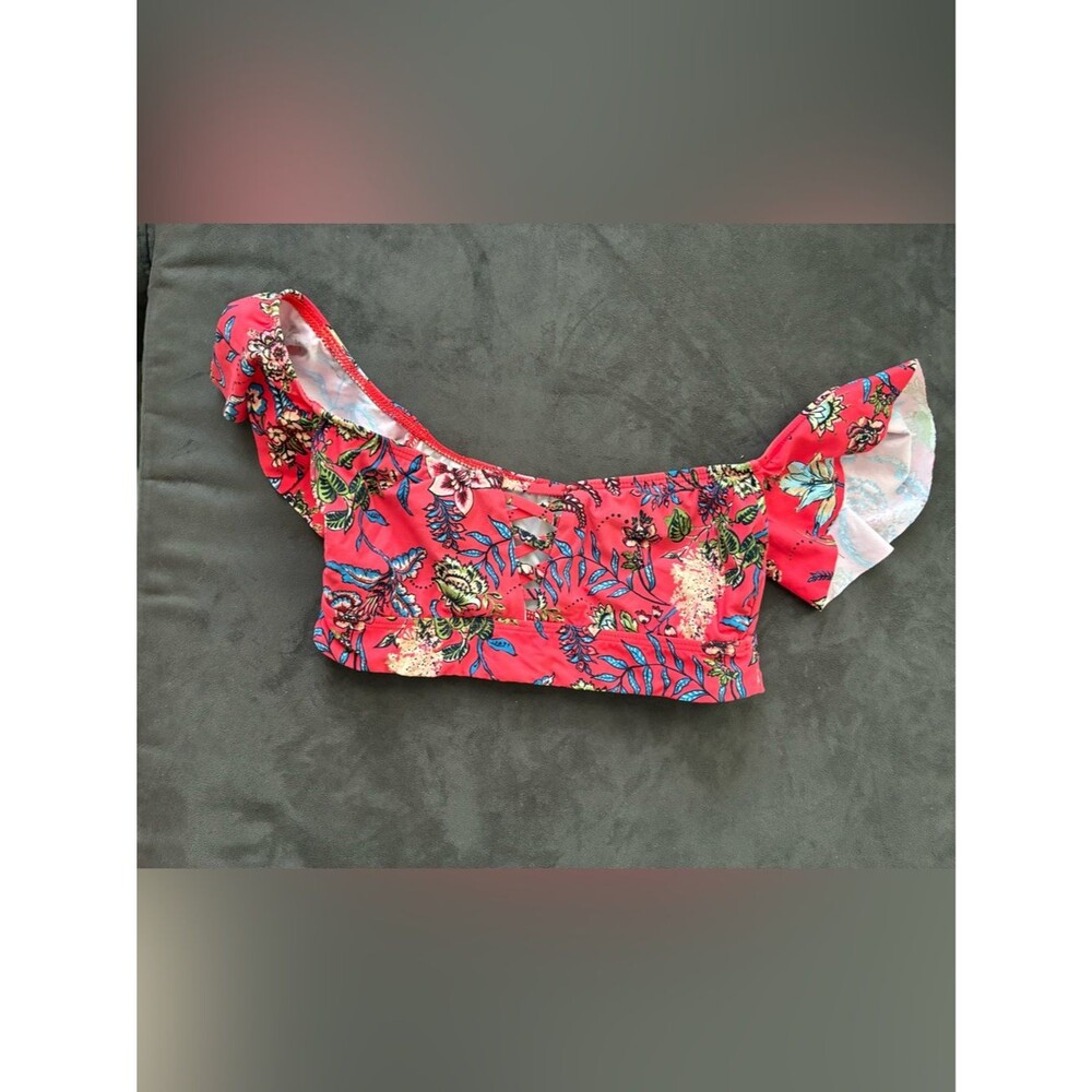 Ella Moss Red Floral Off-Shoulder Bikini Top